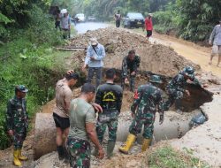Aksi Cepat Satgas TMMD ke-121 Perbaiki Gorong-Gorong dan Jalan Longsor di Desa Domo
