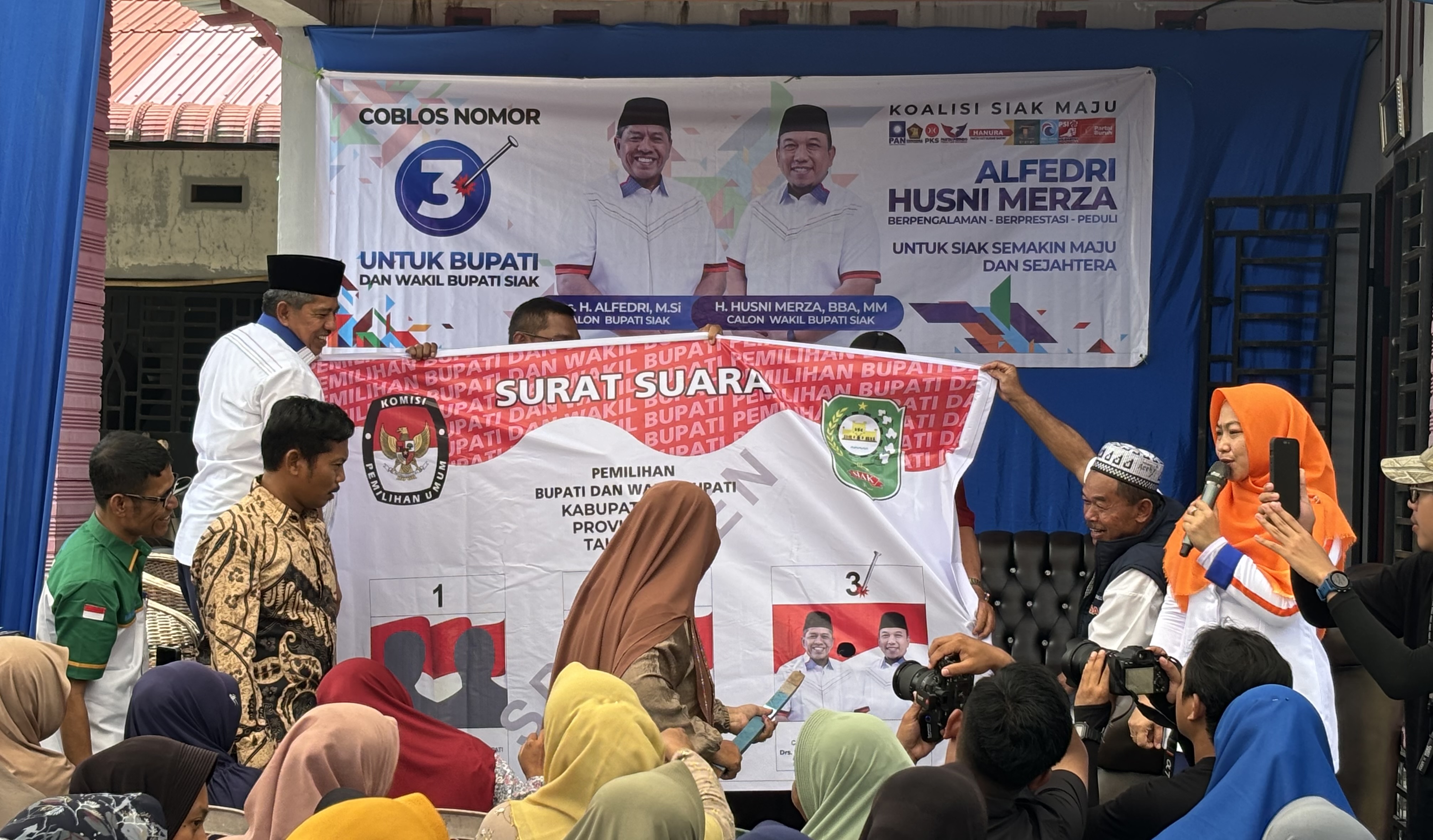 Alfedri-Husni Ajak Warga Siak Mantapkan Pilihan: Dibuka, Dilihat, Coblos Nomor 3