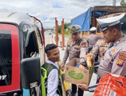 Polantas Siak Kampanyekan Tertib Berlalu Lintas di Tol Permai pada HUT ke-70 Lalu Lintas