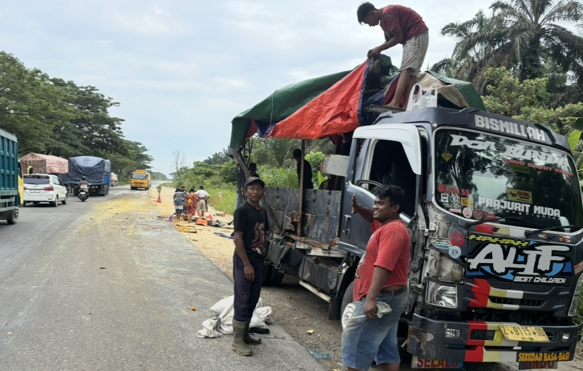 Hujan Deras Bikin Truk Buah Alami Kecelakaan, Jalintim Siak Dibanjiri Jeruk Hujan Deras Bikin Truk Buah Alami Kecelakaan, Jalintim Siak Dibanjiri Jeruk