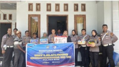 HUT Lalu Lintas ke 70, Satlantas Polres Siak Beri Dukungan Bagi Korban Kecelakaan