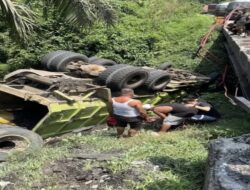 Truck Batu Bara Laka Tunggal di Lubuk Jambi, Sopir Dilaporkan Tewas