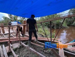 Progres 45 Persen, Satgas Polri Kebut Pembangunan Jembatan Merah Putih di Inhil