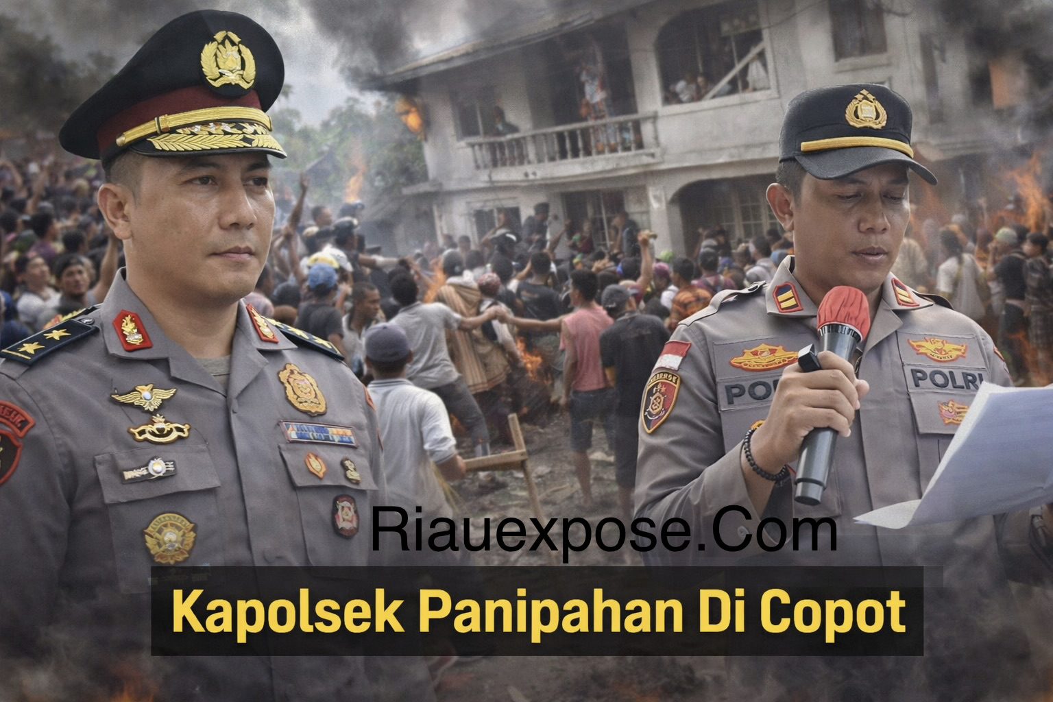 Dua personel Polsek Panipahan dicopot dari jabatannya setelah kericuhan yang dipicu aksi warga terkait dugaan maraknya peredaran narkoba di Panipahan, Kecamatan Pasir Limau Kapas.