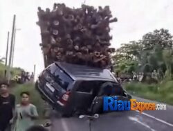 Truk Balak Tak Kuat Menanjak di Lintas Timur, Toyota Innova Ringsek Dihantam Fuso