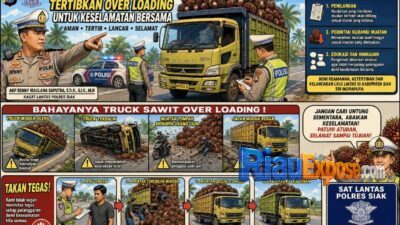 Satlantas Polres Siak Tertibkan Truk Sawit Overloading, Muatan Berlebih Bakal Turun di Jalan