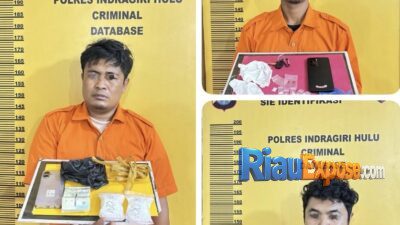 polisi menangkap tiga orang pelaku, salah satu dari mereka seorang mantan anggota polisi yang diduga menjadi pemasok utama narkotika jenis sabu.
