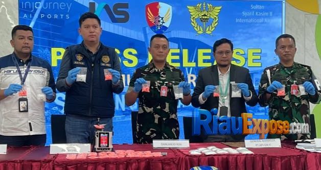 Penyeludupan Narkoba dengan Modus Baru Kembali Digagalkan Tim Avsec Bandara Pekanbaru 1 Sebanyak 919 gram sabu dan 1.653 butir pil ekstasi berhasil diamankan saat hendak dikirim ke Makassar, Sulawesi Selatan