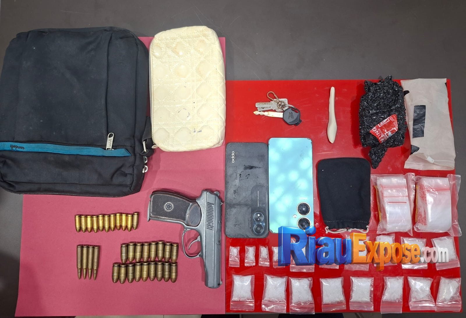 Polres Rohul Bekuk Pengedar Sabu, Temukan Airsoft Gun dan Amunisi 1 Barang bukti narkoba polres Rohul