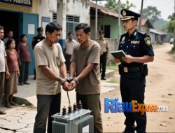 Dua Pria Pencuri Trafo PLN di Kandis Kabur ke Pekanbaru, Diamankan Warga dan Diserahkan Ke Polisi