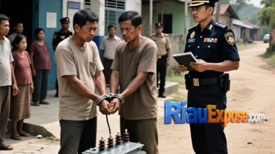 Dua Pria Pencuri Trafo PLN di Kandis Kabur ke Pekanbaru, Diamankan Warga dan Diserahkan Ke Polisi