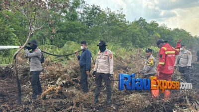 117 personel gabungan memadamkan kebakaran hutan dan lahan seluas 80 hektare di Jalan Tangkahan Tegar Ujung Canal Atiam, Kabupaten Bengkalis.