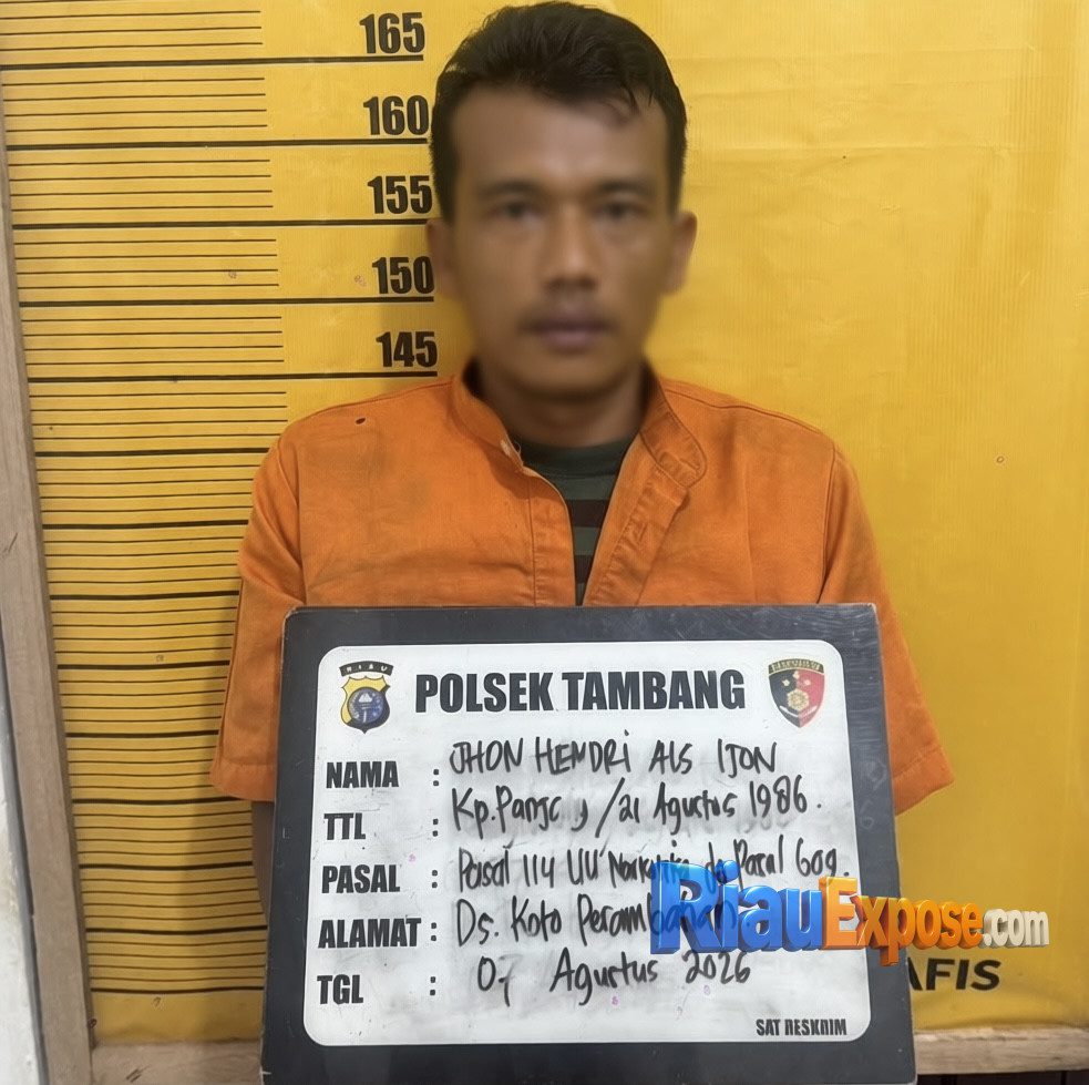 Polsek Tambang Tangkap Warga Koto Perambahan, Lima Paket Diduga Sabu Disita