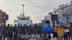 Kapal MV Ocean Porter berbendera Tanzania diamankan tim gabungan bersama 2,6 ton sabu cair dan 10 awak kapal WN Myanmar