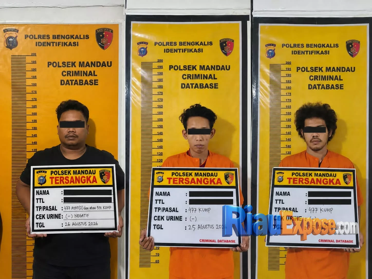 Resmob Polres Bengkalis Ringkus 3 Pelaku Curanmor di Mandau