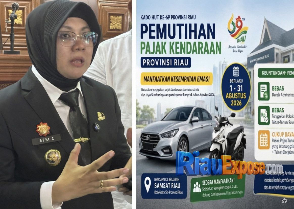Bupati Afni Imbau Warga Siak Manfaatkan Pemutihan Pajak Kendaraan Bermotor 1 Bupati Siak Afni mengajak masyarakat memanfaatkan program Pemutihan Pajak Kendaraan Bermotor HUT Ke-69 Provinsi Riau Tahun 2026.